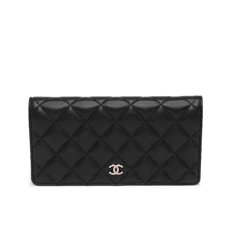 Chanel Black Lambskin Bi-Fold Continental Wallet