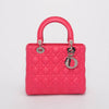 Dior Hot Pink Cannage Lambskin Medium Lady Dior Bag - Blue Spinach