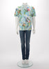 Louis Vuitton Multi Colour Embroidered Floral T-Shirt M - Blue Spinach