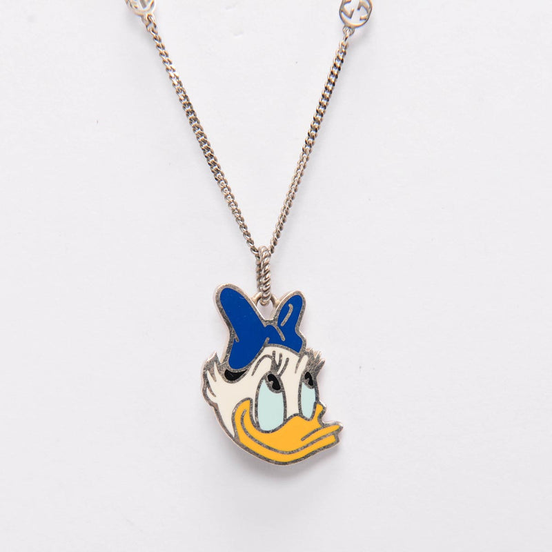 Gucci Sterling Silver Daisy Duck Pendant Necklace - Blue Spinach