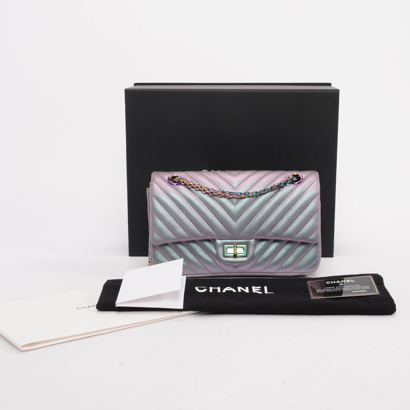 Chanel Purple Iridescent Chevron Reissue 2.55 Bag 225 - Blue Spinach