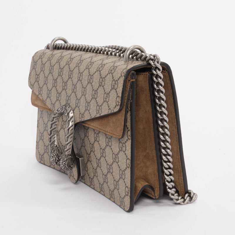 Gucci Beige GG Supreme Small Dionysus Bag - Blue Spinach