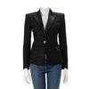 Balmain Black Lurex & Satin Single Breasted Blazer FR 36 - Blue Spinach