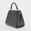 Fendi Grey Leather Mini Peekaboo Shoulder Bag - Blue Spinach