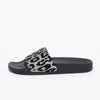 Balmain Black & Silver Leopard Print Calypso Slides 39 - Blue Spinach