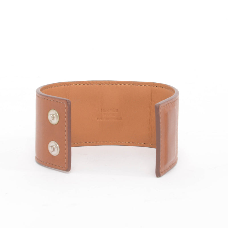 Hermes Cognac Leather Collier de Chien Shadow Bracelet - Blue Spinach