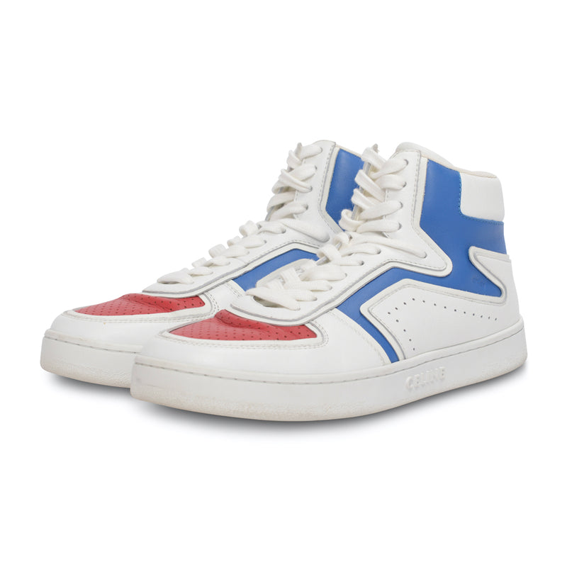 Celine White Leather CT-01 "Z" High Top Sneakers 39 - Blue Spinach