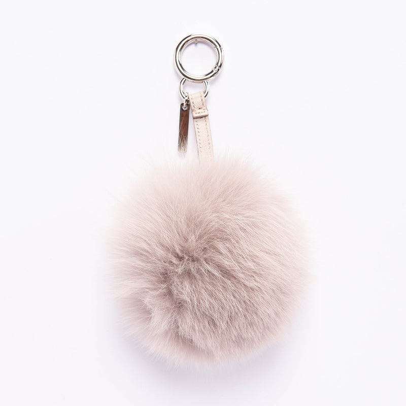 Fendi Light Grey Fur Pom Pom Bag Charm - Blue Spinach