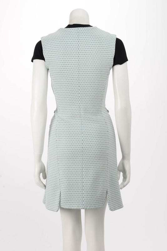 Dior White & Green Sleeveless V-Neck Dress FR 34 - Blue Spinach