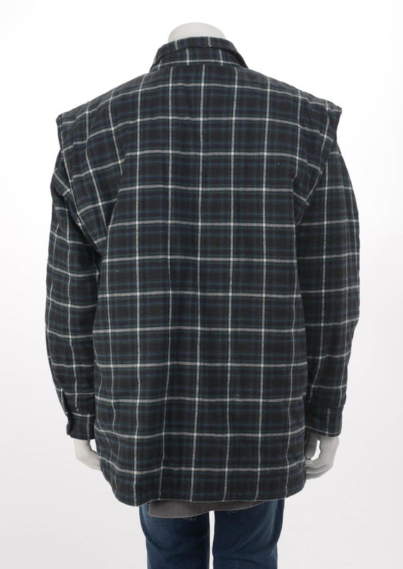 Balenciaga Green & Grey Cotton Check Twinset Shirt FR 38 - Blue Spinach