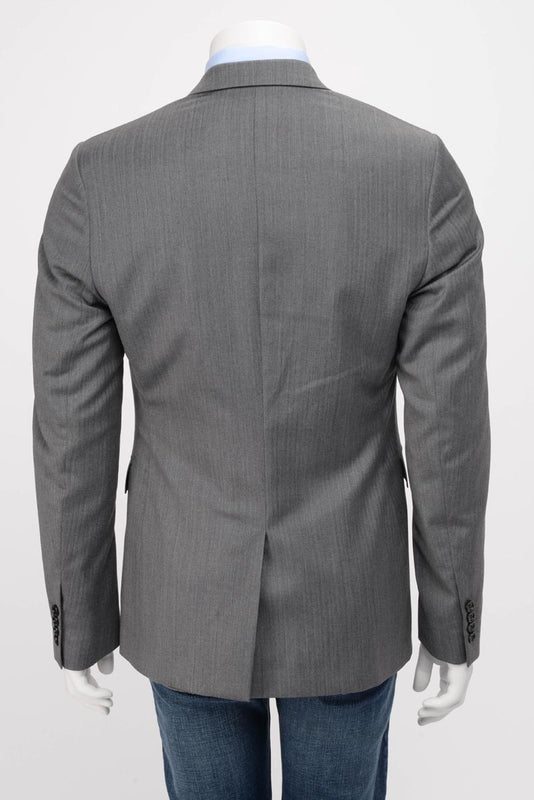 Dior Grey Herringbone Stitched Pocket Jacket 48 - Blue Spinach