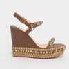 Christian Louboutin Brown Pyraclou Studded Wedges 39.5 - Blue Spinach