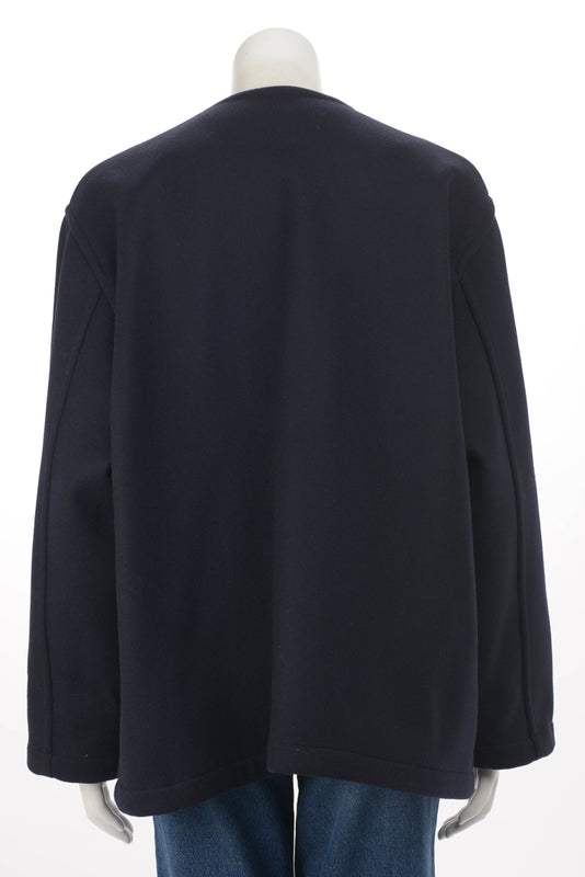 Celine Navy Wool Melton V-Neck Chain Pullover FR 38 - Blue Spinach