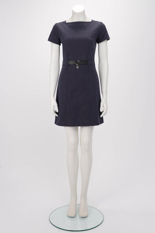 Hermes Bleu Nuit Denim Belted Dress FR 34 - Blue Spinach