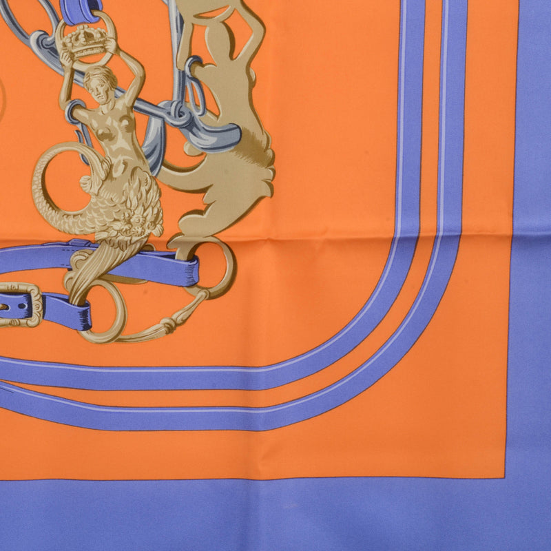 Hermes Lavender & Orange Silk Brides de Gala Scarf - Blue Spinach