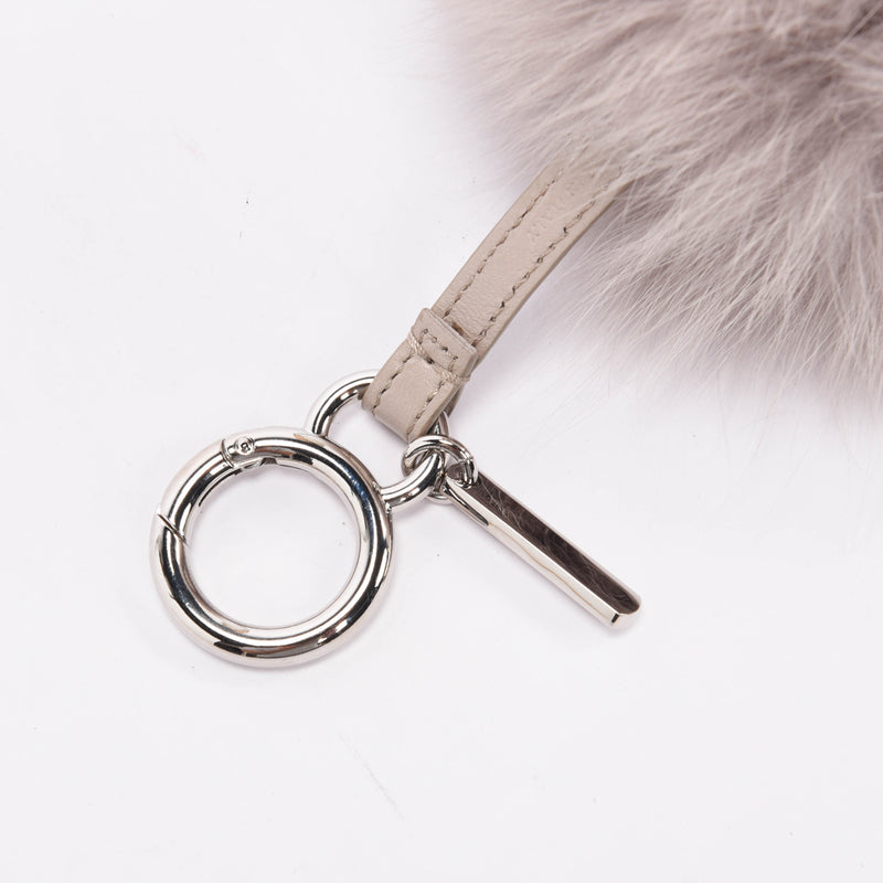 Fendi Light Grey Fur Pom Pom Bag Charm - Blue Spinach