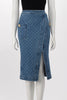 Balmain Blue Quilted Denim Pencil Skirt FR 36 - Blue Spinach