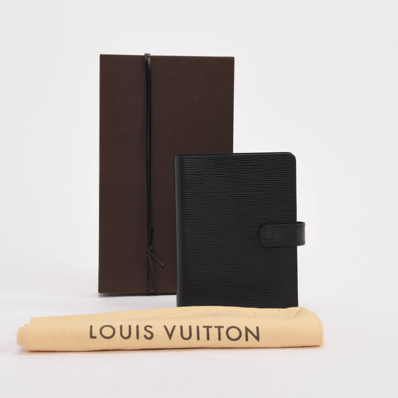 Louis Vuitton Black Epi Leather Medium Ring Agenda Cover - Blue Spinach