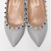 Valentino Grey Pebbled Leather Rockstud Wedges 35 - Blue Spinach