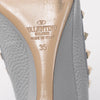 Valentino Grey Pebbled Leather Rockstud Wedges 35 - Blue Spinach