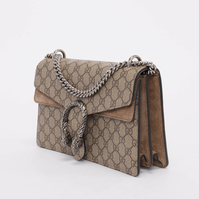 Gucci Beige GG Supreme Small Dionysus Bag - Blue Spinach