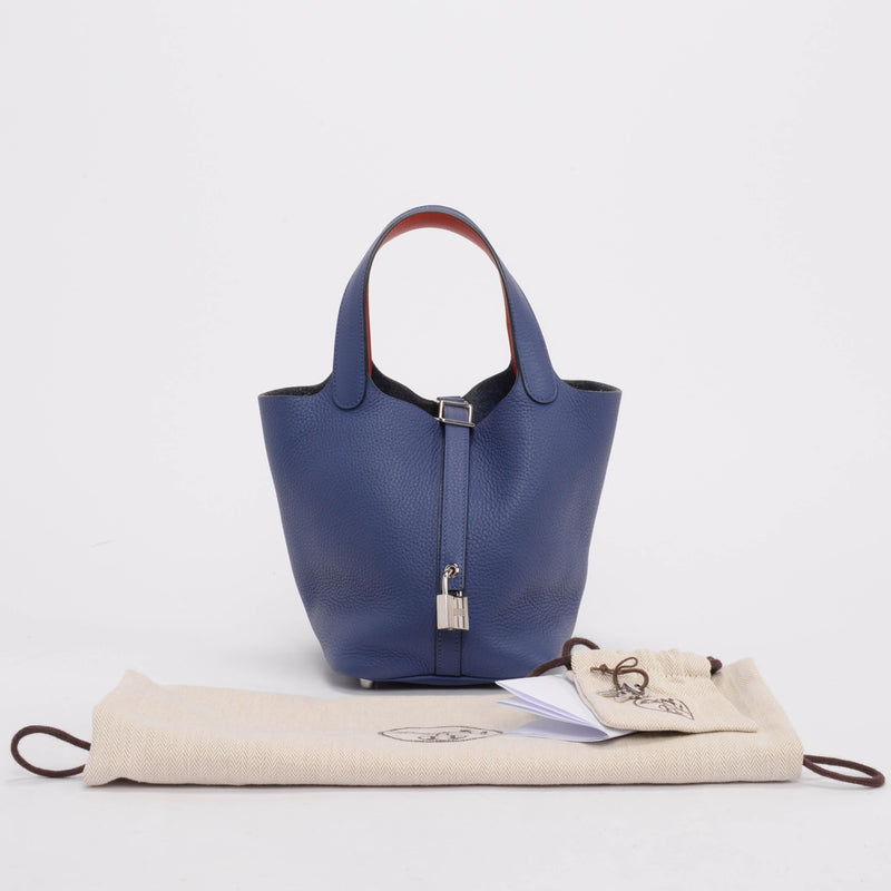 Hermes Bleu Brighton & Capucine Clemence Picotin Lock 18 - Blue Spinach