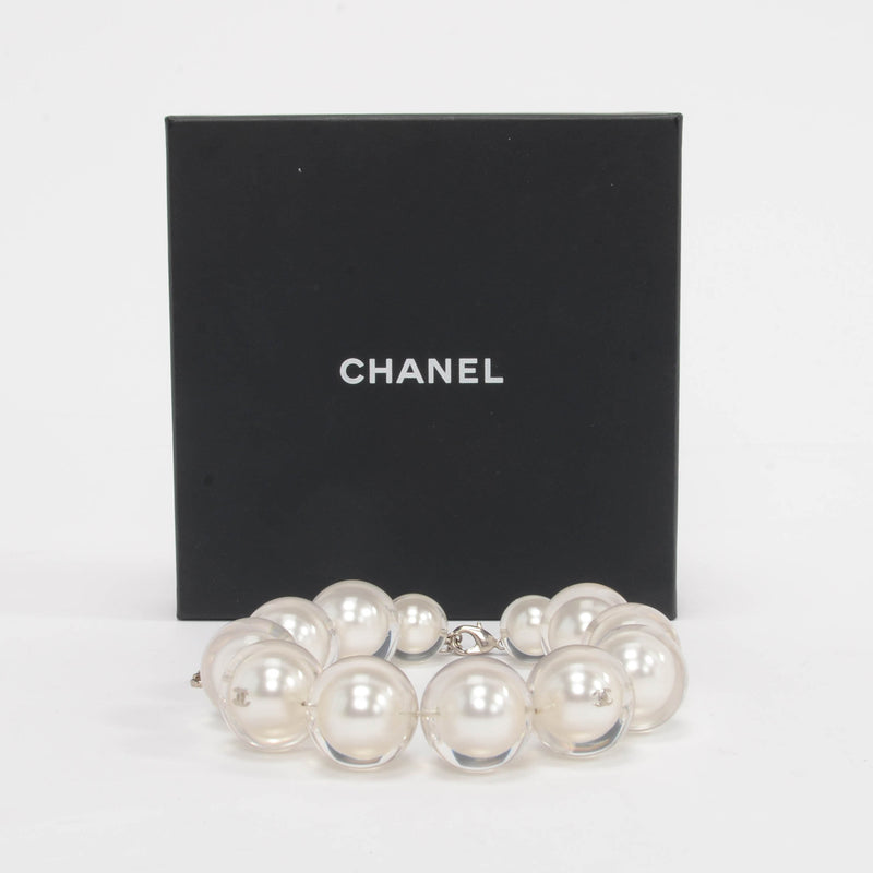 Chanel Resin Coated Faux Pearl Choker Necklace - Blue Spinach