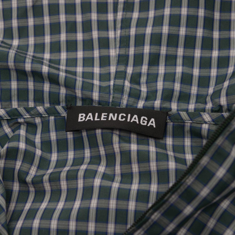 Balenciaga Green Check Hooded Jacket FR 34 - Blue Spinach