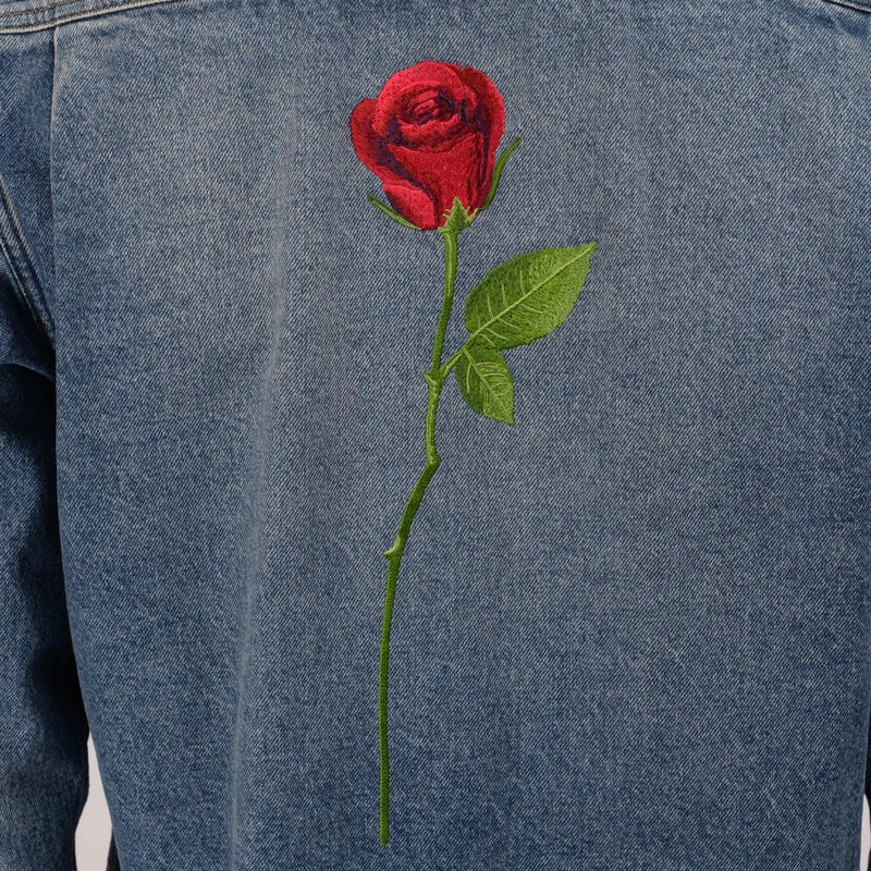 Balenciaga Denim Rose Embroidered Shirt 42 - Blue Spinach