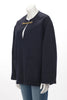 Celine Navy Wool Melton V-Neck Chain Pullover FR 38 - Blue Spinach