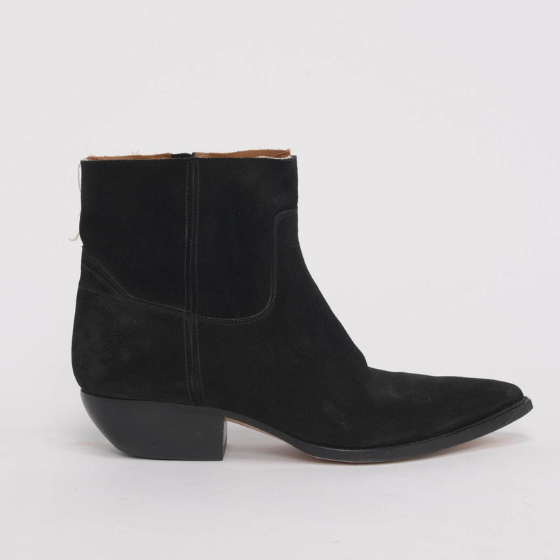 Saint Laurent Black Suede Theo Raw Edge Boots 43 - Blue Spinach