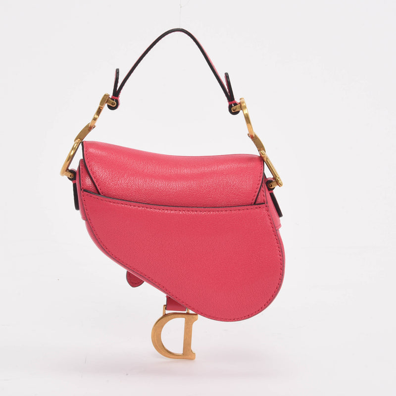 Dior Fuchsia Goatskin Micro Saddle Bag - Blue Spinach