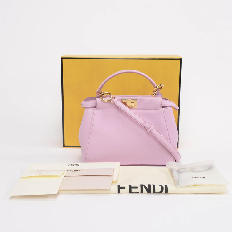 Fendi Pink Nappa Mini Peekaboo Bag - Blue Spinach