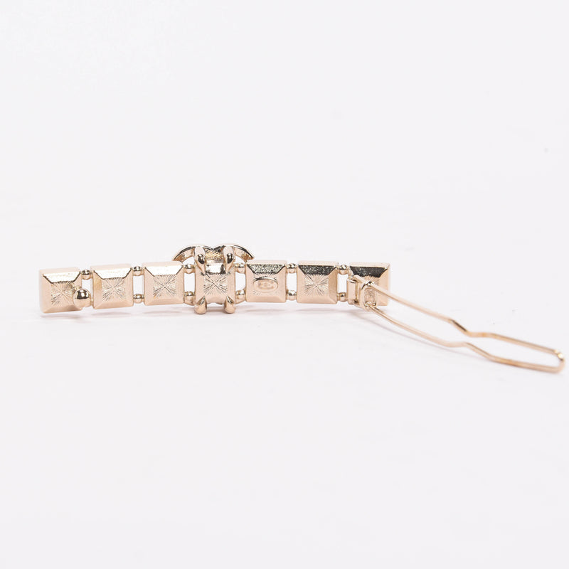 Chanel Gold & Pink Crystal CC Hair Clip - Blue Spinach