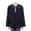 Celine Navy Wool Melton V-Neck Chain Pullover FR 38 - Blue Spinach