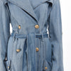 Balmain Blue Denim Trench Coat FR 34 - Blue Spinach