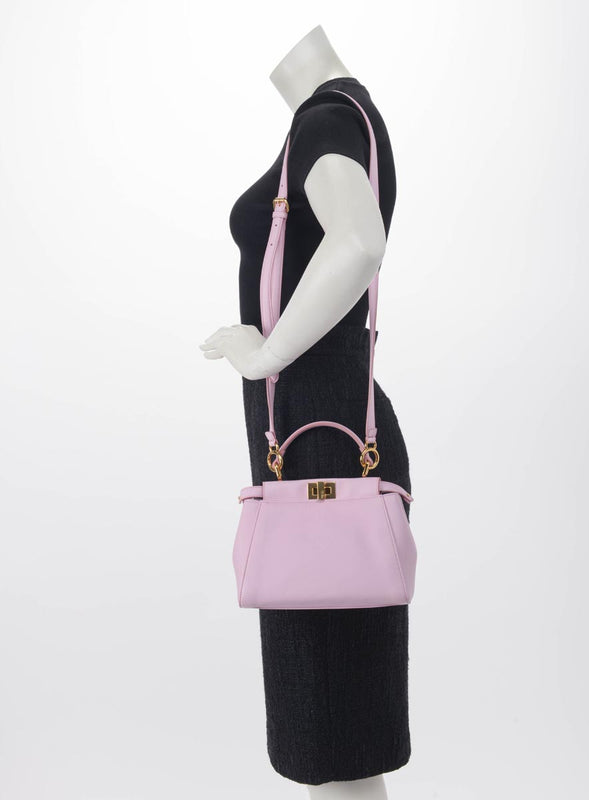 Fendi Pink Nappa Mini Peekaboo Bag - Blue Spinach