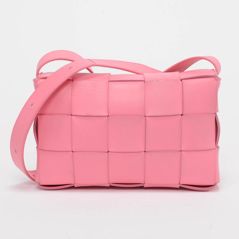 Bottega Veneta Pink Lambskin Cassette Shoulder Bag - Blue Spinach