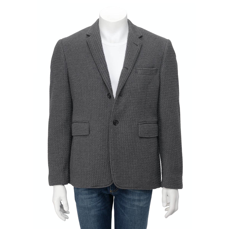 Thom Browne Grey Wool Cable Knit Jacket L - Blue Spinach