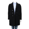 Burberry Prorsum Black Wool Blend Shearling Collar Coat 46 - Blue Spinach