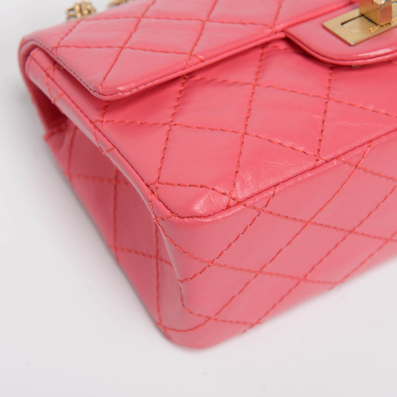 Chanel Pink Aged Calfskin Reissue Mini Flap Bag - Blue Spinach