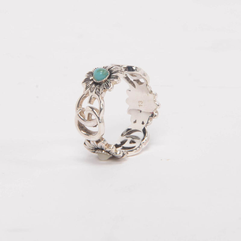 Gucci Sterling Silver MOP Double G Ring - Blue Spinach