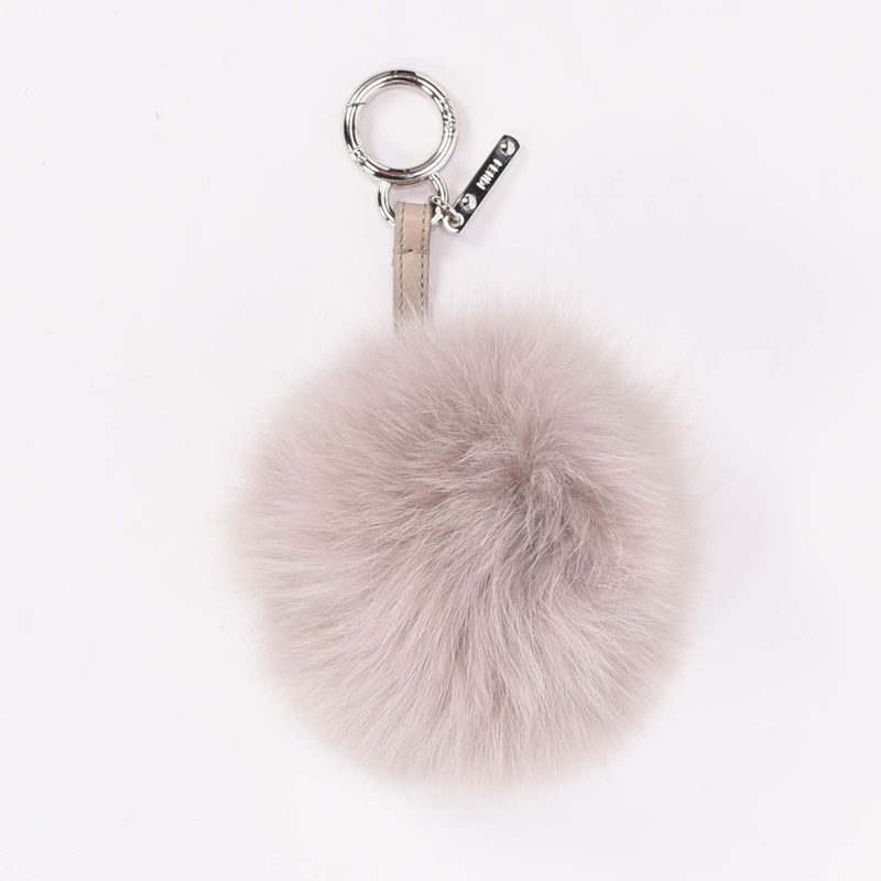 Fendi Light Grey Fur Pom Pom Bag Charm - Blue Spinach