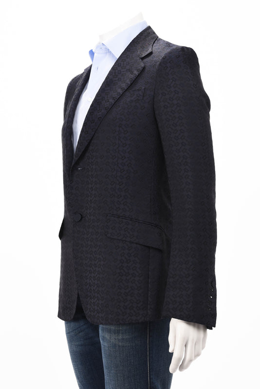 Gucci Navy Horsebit Monogram S.B Blazer IT 48 - Blue Spinach