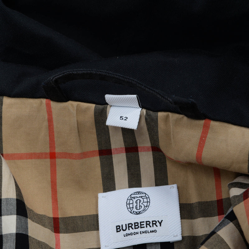 Burberry Black Cotton Single Breasted Hooded Coat IT 52 - Blue Spinach