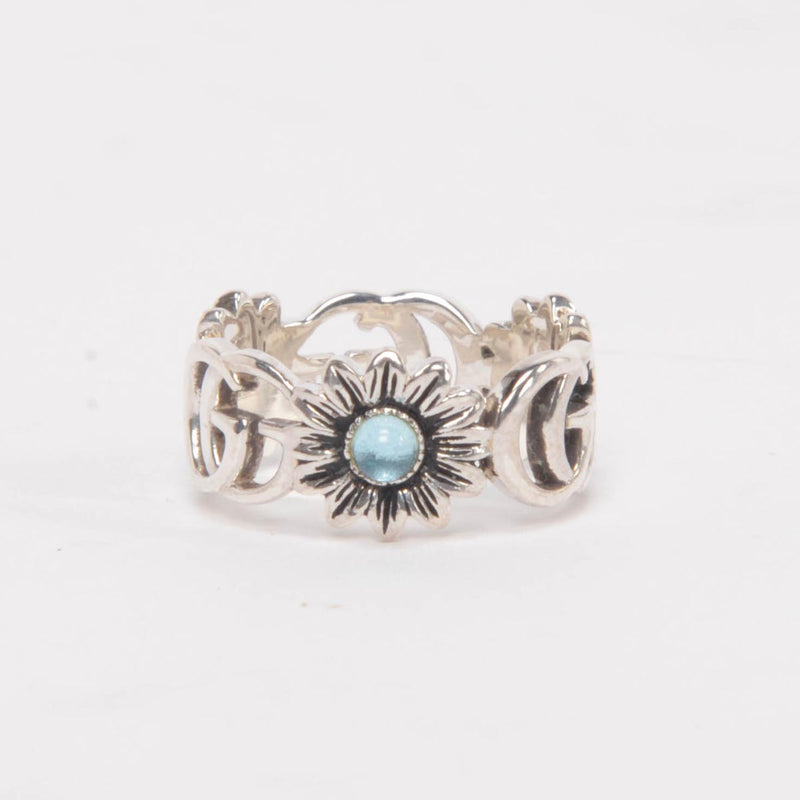 Gucci Sterling Silver MOP Double G Ring - Blue Spinach