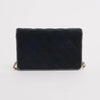 Chanel Black & Gold Velvet Camellia Wallet on Chain - Blue Spinach