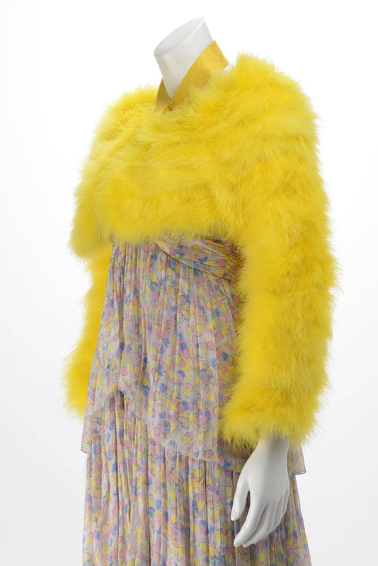 Gucci Yellow Marabou Bolero Jacket IT 38 - Blue Spinach