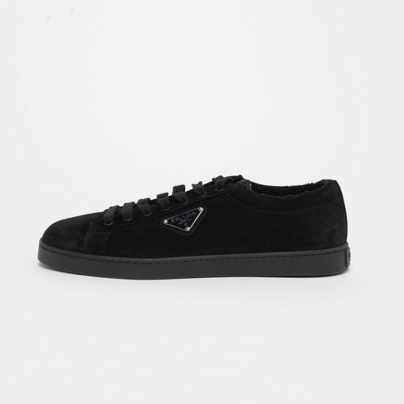 Prada Black Suede Low Top Sneakers 8 - Blue Spinach