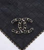 Chanel Black Quilted Lambskin CC Brooch Bandana Scarf - Blue Spinach